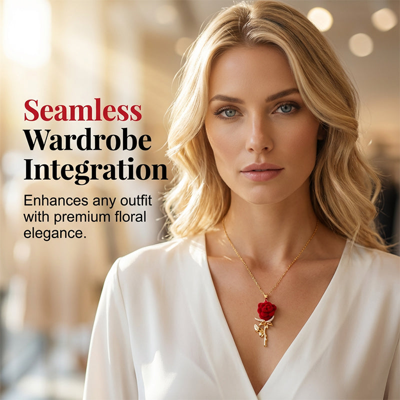 Elegant Red Rose Pendant Necklace-Navalonixcosh®