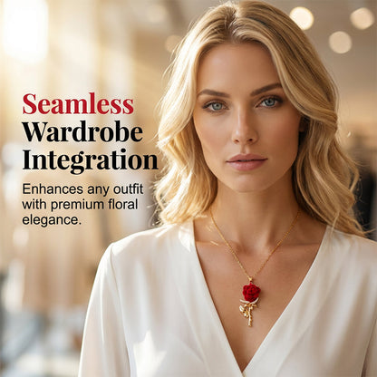 Elegant Red Rose Pendant Necklace-Navalonixcosh®