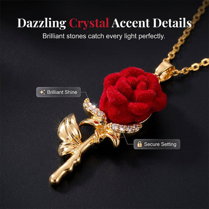 Elegant Red Rose Pendant Necklace-Navalonixcosh®