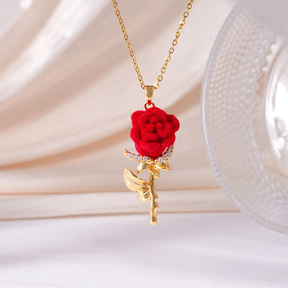 Elegant Red Rose Pendant Necklace-Navalonixcosh®