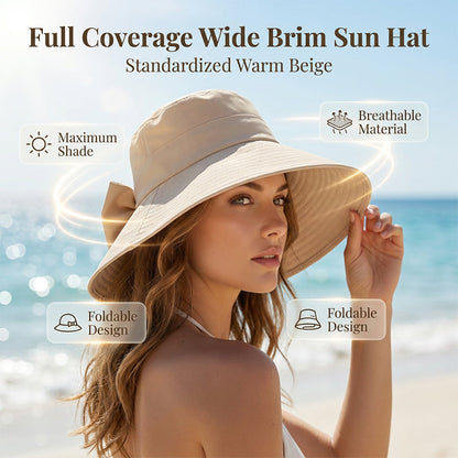 👒Women's Bowknot Wide Brim Sun Protective Hat🎀-Navalonixcosh®
