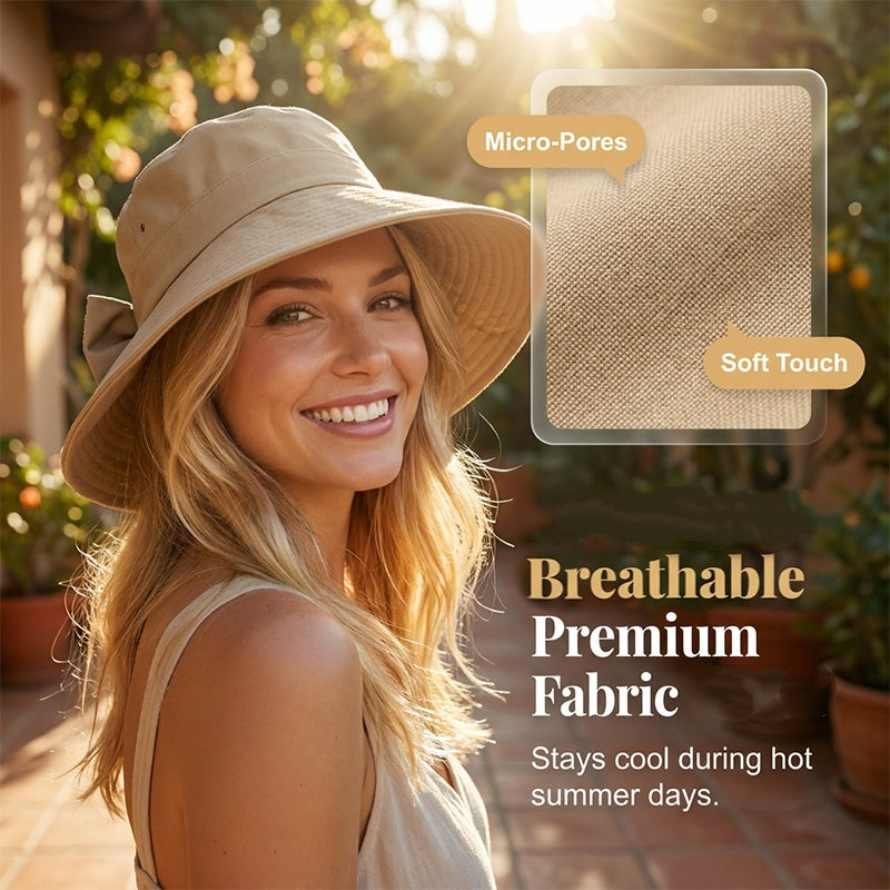 👒Women's Bowknot Wide Brim Sun Protective Hat🎀-Navalonixcosh®