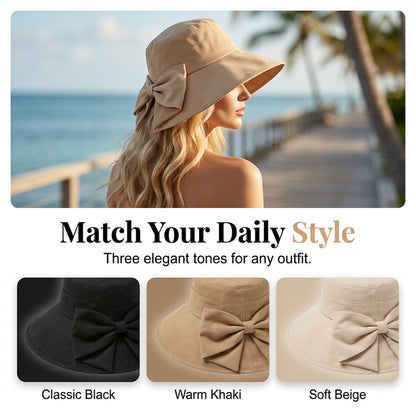 👒Women's Bowknot Wide Brim Sun Protective Hat🎀-Navalonixcosh®