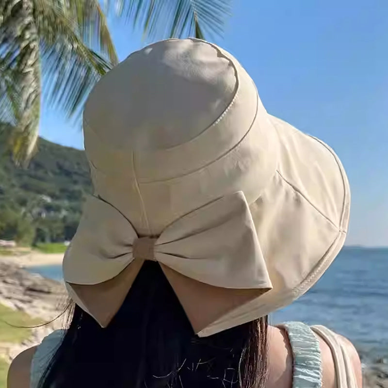 👒Women's Bowknot Wide Brim Sun Protective Hat🎀-Navalonixcosh®