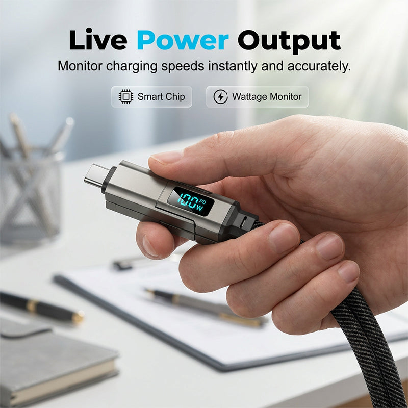 ⏳Limited-time 50% off⏰4-in-1 Digital Display Keychain Charging Cable🔋📱-Navalonixcosh®