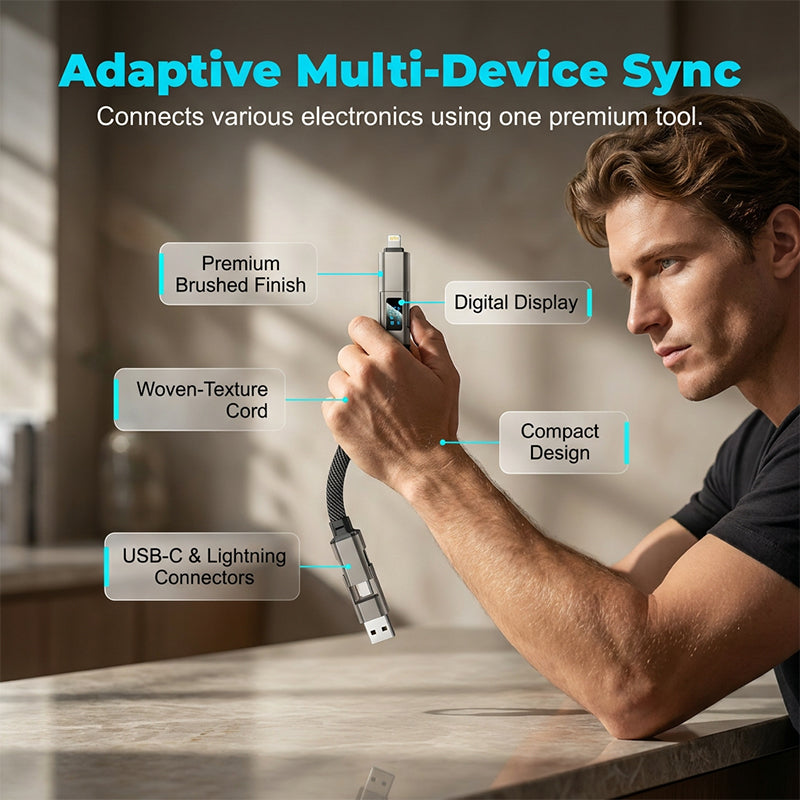 ⏳Limited-time 50% off⏰4-in-1 Digital Display Keychain Charging Cable🔋📱-Navalonixcosh®
