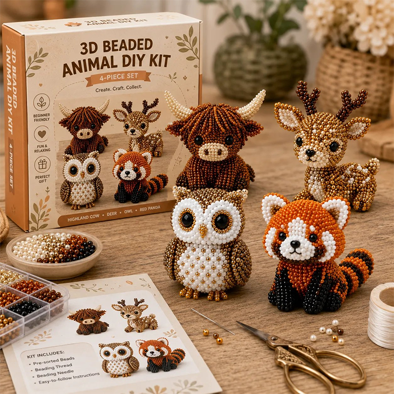 🎁 Navalonixcosh® 3D Beaded Animal DIY Craft Kit